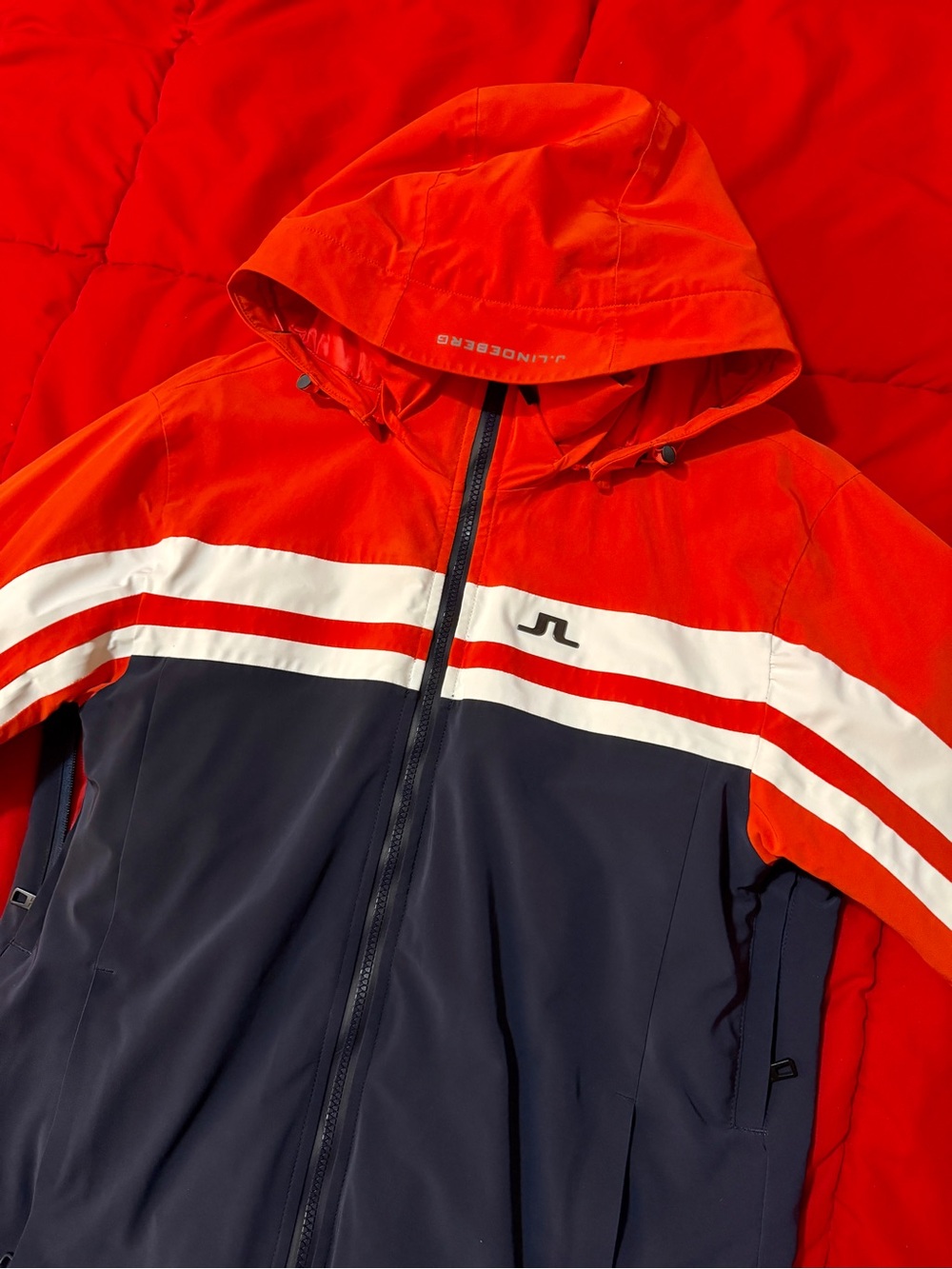 J.Lindeberg Red & Navy Hooded Ski Jacket